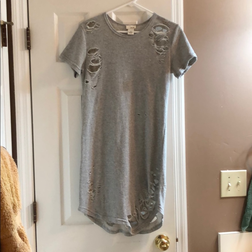Distressed grey t-shirt dress